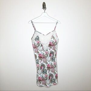 Victoria's Secret Vintage Y2K Gold Label White Floral Print Slip Dress Large NWT